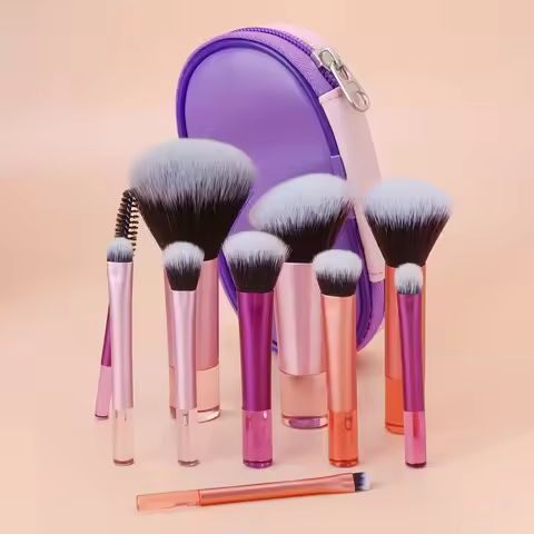 10pcs Mini Makeup Brush Set Powder Eyeshadow Foundation Blush Blender Concealer Beauty Makeup Tools 