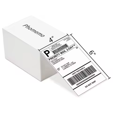 4x6 Thermal Direct Shipping Label,Pack of 500 Fan-Fold Labels, Permanent Adhesive, Commercial Grade 