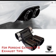 Tips Sport Exhaust Pipe Black Glossy Tailpipe Carbon Fiber For Porsche 718 Cayman Boxster 982 911 Ca