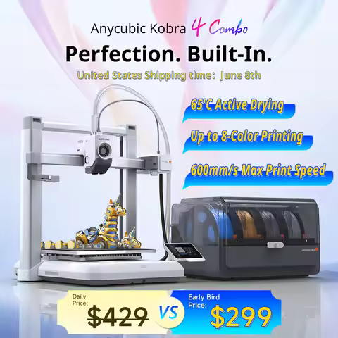 ANYCUBIC Kobra 4/Kobra 4 Combo 600mm/s Fast Printing 3D Printer Up to 8 Colors ACE 2 Pro Filament Dr