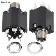 TREA 1PC 2PCS 5PCS 6 35MM  Microphone Female Socket 50V 0 5A（VA）Audio Jack 5-pin In-line Vertical Mi