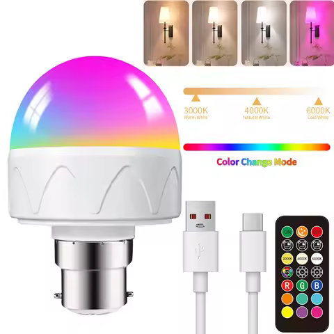 B22 Rechargeable LED Remote Control Magnetic Bulb, 13 Colors+Timing Mode, Used For Wall Lights, Non 