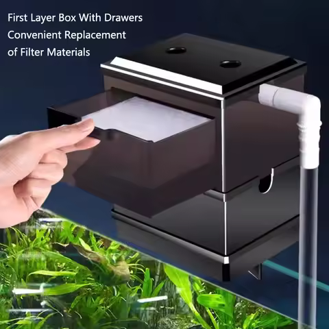 Fish Tank External Filter Box Hang-On Aquarium Filter with Dry-Wet Separation Silent External Suspen