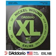 DAddario® EXL165 สายกีตาร์เบส 4 สาย Hydrid แบบนิกเกิล ของแท้ 100% (Custom Light 45-105) ** Made in