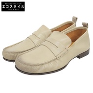 Gucci，成色極佳，仿舊皮革零錢樂福鞋，男鞋，米色， 5碼， 407443，5 [二手]