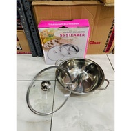 Shabu Pan 28Cm/30cm Glass Lid - Shabu Steamboat Hotpot Pan with 2 Compartments