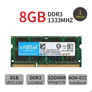 For Crucial 8GB DDR3 PC3-10600S 1333MHz 2Rx8 CT102464BF160B.M16FP CL9 Laptop Memory