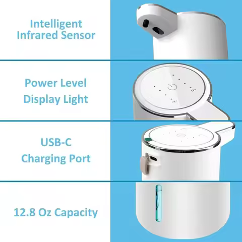 Automatic Soap Dispenser Touchless Foaming Soap Dispenser 380ml USB Rechargeable Electric 4 Level Ad