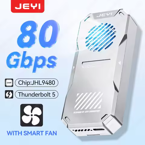 JEYI Thunderbolt 5 M.2 2280 NVMe SSD Enclosure-JHL9480 Chip 80Gb/s Bidirectional Built-in Smart Fan