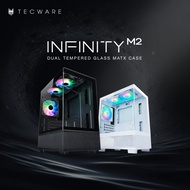 Tecware Infinity M2 Dual Tempered Glass MATX Case, 3 x 120mm ARGB Fans [2 Color Options]