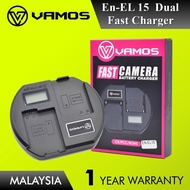Vamos Dual Fast Charger En-EL15 for Nikon  Z 7II /  Z 7/ , Z 6II/ Z6/Z5/D610/ D750/ D7000/ D850/D720