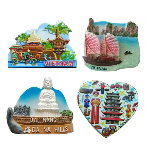 Hanoi Champa Pagoda, Danang Bana Mountain, Vietnam 3D Fridge Magnets Tourism Souvenirs Refrigerator 