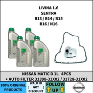 NISSAN MATIC D 1LITER X4 + AUTO FILTER 31398-31X02 - LIVINA 1.6 SENTRA B13 / B14 / B15 B16 / N16