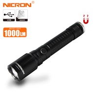 NICRON LED Flashlight N6F 5W Zoom USB Charging Aluminum Flashlight 1000LM 2600mAh 18650 Li-ion With