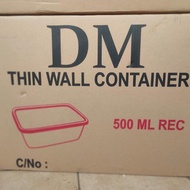 1 Dus Thinwall DM 500Ml Food Container Persegi Panjang Food Grade
