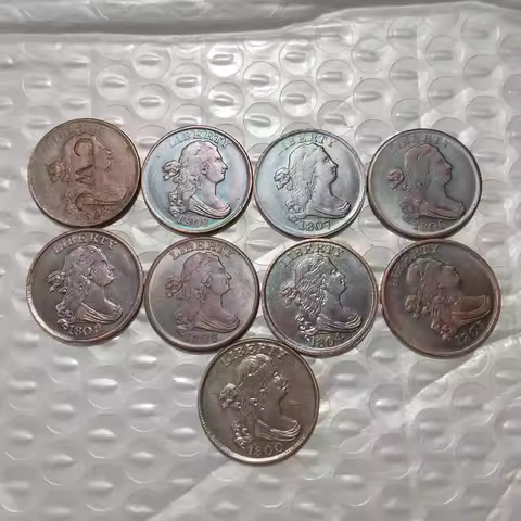 9pcs(1800-1808) Whole Set 0.5C Cent Copper Copy Coin