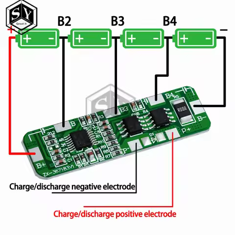 4S 4A-5A 18650 Li-ion Battery Protection Board – Over-Protection BMS PCB, 4.25-4.35V to 2.3-3.0V