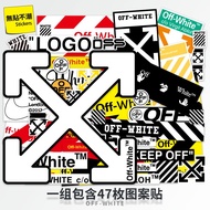 Large Sheet 47 Pieces off-white Street Wear Laptop Refrigerator Skateboard Suitcase Suitcase Sticker