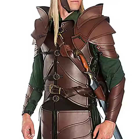Medieval Knight Double Shoulder Armor PU Leather Pauldrons Spaulders Elf Archer Cosplay Costume Hall
