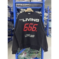Q6CA SAIN * American Street Wear Retro 666 Crack Printing Destruction High Street Loose Casual Sprin