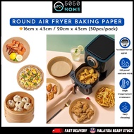5050HOME 50pcs 16cm/20cm Round Air Fryer Baking Paper BBQ Non-Stick Steamer Paper Bakar Kertas