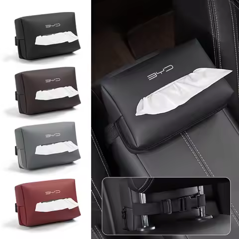 Leather Car Tissue Box Car Chair Back Draw Paper Box Accessories For BYD Tang Han EV Yuan ATTO 3 Son