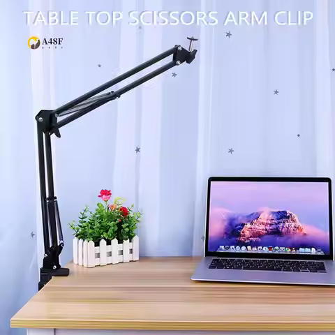 A48F-Adjustable Desktop Clamp Suspension Boom Scissor Arm Mount Stand Holder For Logitech Webcam C92