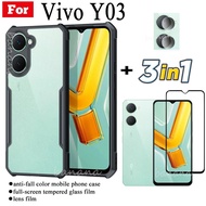 3 IN 1 Vivo Y03 anti-fall mobile phone case For Vivo Y 03 Y0 3 Y02 Y01 Y02A Y02T tempered glass film