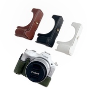 R50เครื่องป้องกันฐานกระเป๋าฐานครึ่งตัวหนัง PU สำหรับ Canon EOS R50กล้องเคสโทรศัพท์กันกระแทกฝาครอบฐานเปิดแบตเตอรี่