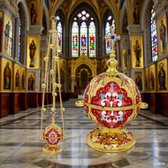 Church Censer, Orthodox Incense Burner, Zinc Alloy Christian Censer with Chain, 6.5 "H