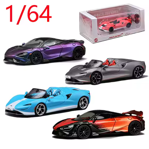 Diecast 1/64 Scale McLaren 765LT Racing Car Model Alloy McLaren 765LT Sports Car Tail Movable Car Mo