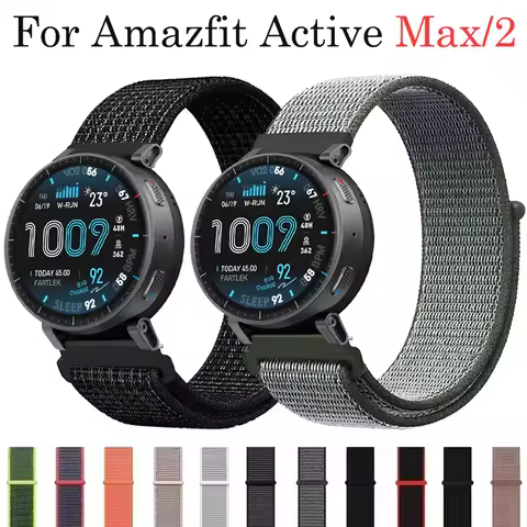 20mm 22mm Nylon Loop Strap for Amazfit Active Max/2 Balance 2 Breathable Wristband Huawei Watch 5/GT