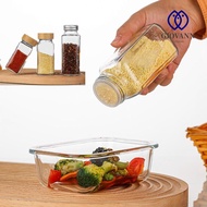 GIOVANNI Spice Jars, Glass Square Spice Bottle, 4oz Perforated with Bamboo wood lid Transparent Seasoning Bottle Drawer