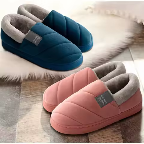 Big Size 48 49 Women Men Couple Slippers Winter Warm Furry Slipper Comfort Home Floor Shoes Indoor B