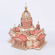 Đồ chơi lắp ráp gỗ 3D Mô hình Nhà thờ Christian Cathedral Laser - Tặng kèm Đèn LED trang trí.