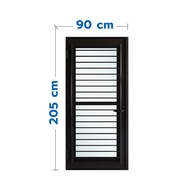 HomePro ชุดประตูบานสวิงเดี่ยว อะลูมิเนียม SANKYOALUMI J-TRUST VENTILATION 90X205 ซม. สีดำ แบรนด์ San