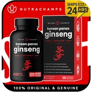 NutraChamps Korean Red Panax Ginseng Capsules | Extra Strength Ginsenosides for Energy, Focus, Performance, Vitality