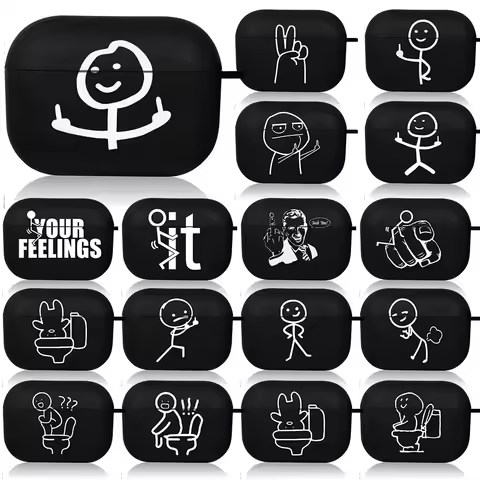 Funny Line Human Airpod Cases Air Pro 4 for Airpods Pro 2 3rd Pods Gen Airpord Cover Cute Cartoon Si
