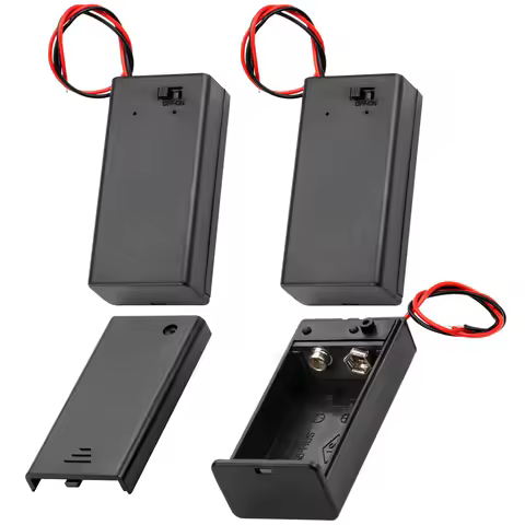 3PCS 9V Battery Holder 9 Volt Battery Holder with ON/Off Switch Cover Lead Wires 9V Battery Box 9 Vo