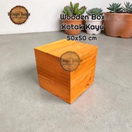 Wooden box 50x50 cm wooden crate lid wooden crate storage box