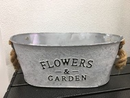 花園橢圓形金屬花盆 鐵藝手工花盆 收納籃 乾花花插 盆栽籃