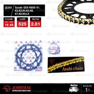 JOMTHAI ชุดโซ่สเตอร์ โซ่ X-ring สีทอง และ สเตอร์สีดำ ใช้สำหรับมอเตอร์ไซค์ Suzuki GSX-R600 K1K2K3K4K5