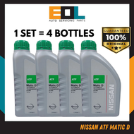 (100% Original) 1 set for 4 Bottles Nissan ATF 1L Matic-D Matic D Automatic Transmission Fluid