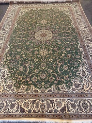 Fine Persian nain carpet 4la wool and silk in lay size 6.5x9.5 ft from Iran hand made