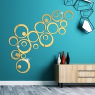 discount 32/24pcs 3D Mirror Wall Sticker Round Mirrors DIY TV Background Room Stickers Wallpaper Dec