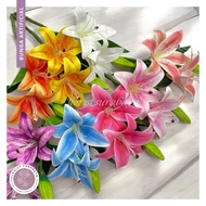 BUNGA LILY LATEX CABANG 2 ARTIFICIAL|BUNGA LILI PALSU BAHAN LATEX|HIASAN BUCKET BUNGA HANTARAN LILY