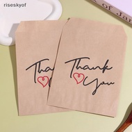 riseskyof 25Pcs 13x18CM "Thank You" Paper Gift Bags Kraft Favor Bags Flat Cookie Candy Snack Dessert