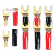 Y Plug Spade Connector for Speaker Wire,8 Pcs Y Spade Plug 45 Degree Gold Plated U Fork Spade Plug C