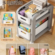 Below Multi-Layer Books for Floor Storage with Rack Schoolbag Table Household Mobile Trolley Wheel R
