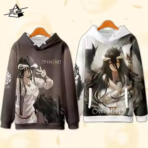 Overlord Albedo Cosplay Unisex Hood Hoodie Long Sleeves Tops Men Woman Sweaters Anime GAME